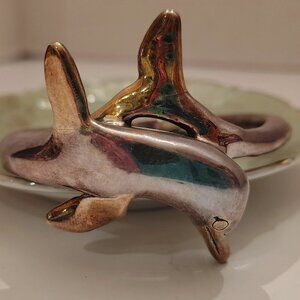 Vintage Yaacov Heller signed bangle bracelet 925 Silver Sculptural Dolphin Ocean